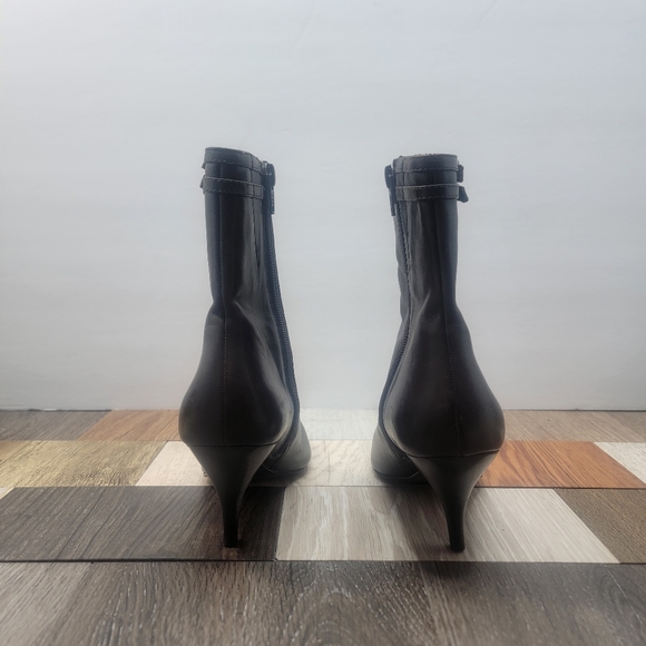 Women's 5.5M Brown Leather Stiletto Ankle Boots - Picture 2 of 5